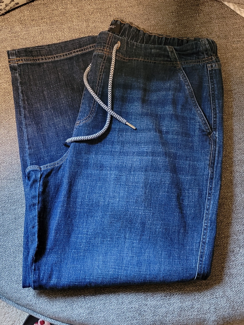 Liverpool Women's Dark Blue Wide Leg Jeans with Drawstring